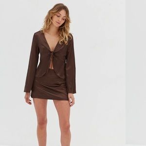 Style Addict Brown Claude Tie Up Top & Skirt - Size S